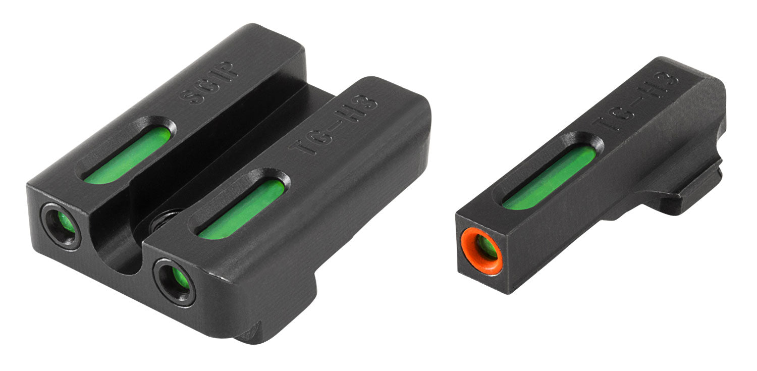 TruGlo TG13SG2PC TFX Pro  Black | Green Tritium & Fiber Optic Orange Outline Front Sight Green Tritium & Fiber Optic Rea