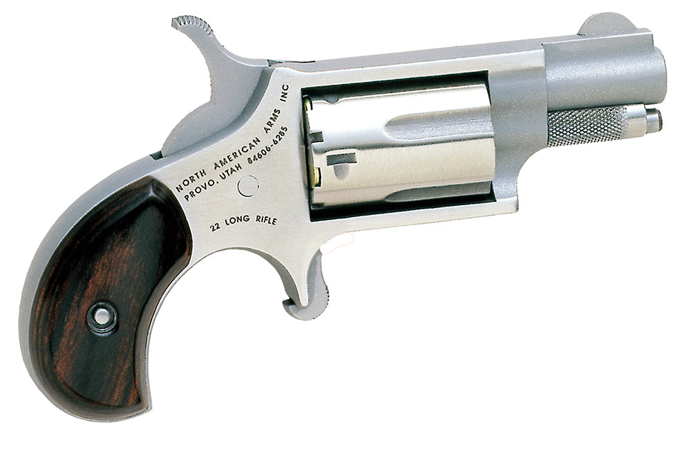 North American Arms 22LR Mini-Revolver *CA Compliant 22 LR 5 Shot 1.13" Stainless Steel Barrel, Frame & Cylinder, Rosewo