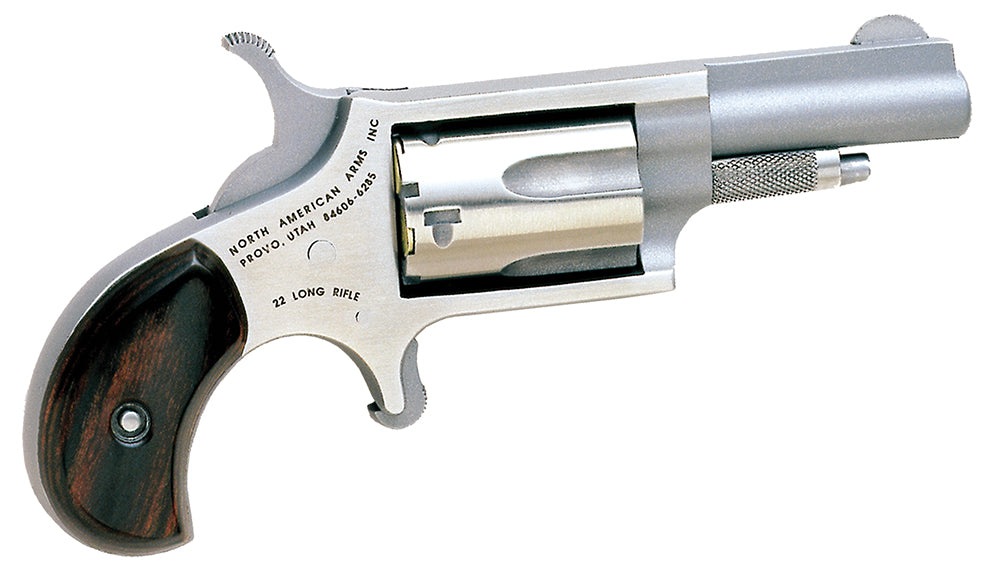 North American Arms 22LLR Mini-Revolver  22 LR 5 Shot 1.63" Stainless Steel Barrel, Frame & Cylinder, Rosewood Birdshead