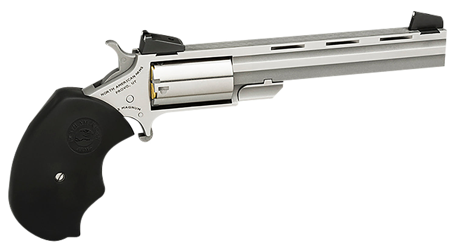 North American Arms MMTL Mini-Master *CA Compliant 22 LR 5 Shot 4" Stainless Steel Vent Rib Barrel, Stainless Steel Fram