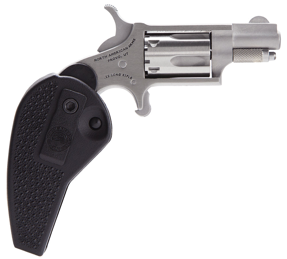 North American Arms 22LRHG Mini-Revolver  22 LR 5 Shot 1.13" Stainless Barrel, Frame & Cylinder, Black Synthetic Holster