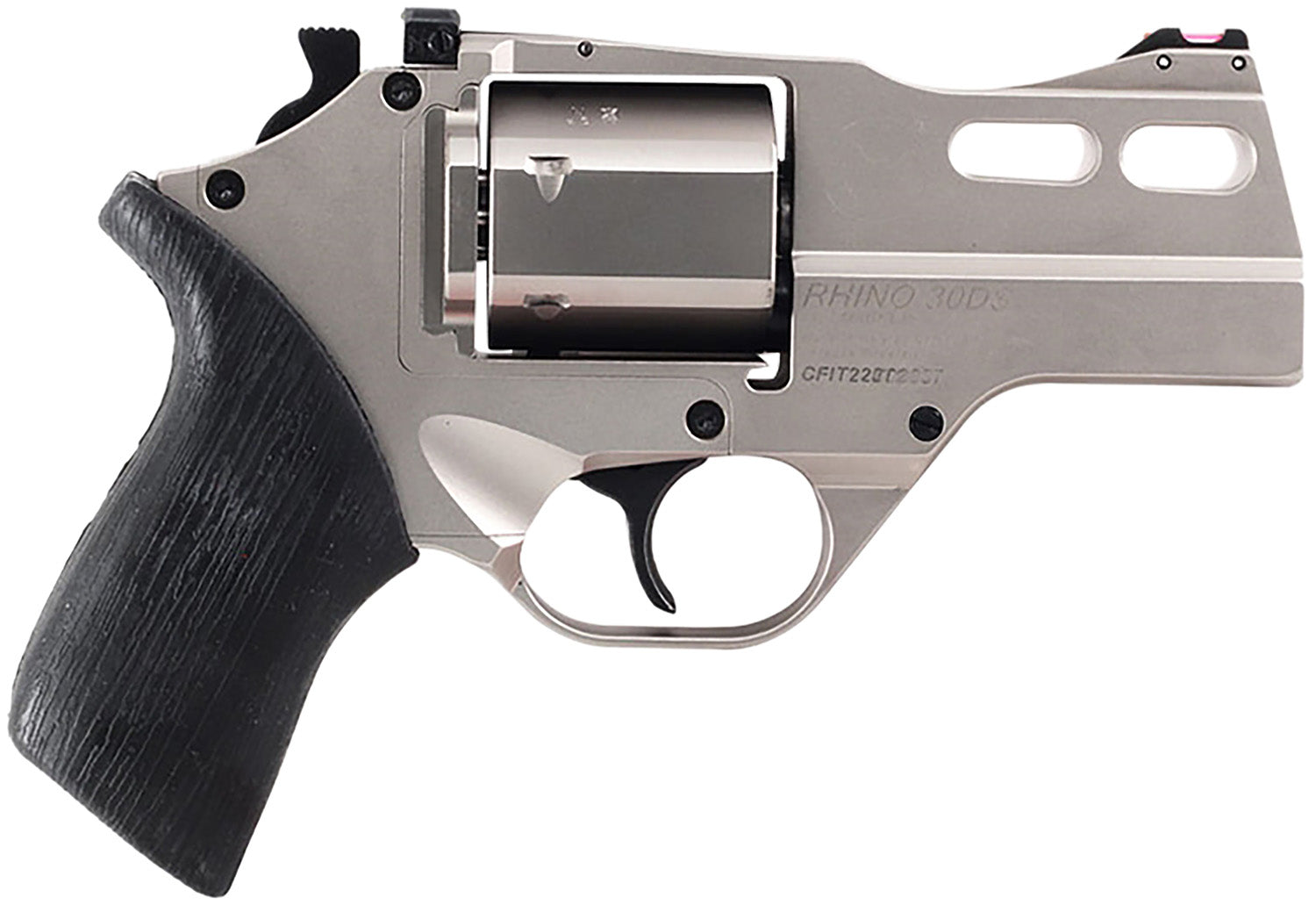 Chiappa Firearms 340290 Rhino 30DS  Small Frame 357 Mag 6 Shot, 3" Nickel-Plated Steel Vent Rib Barrel & Cylinder, Nicke