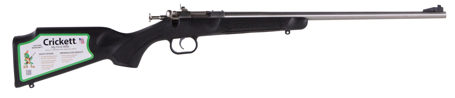 Crickett KSA2295 Youth  22 WMR 1rd 16.12" Blued Barrel & Receiver, Fixed Front/Adjustable Rear Peep Sights, Black Synthe