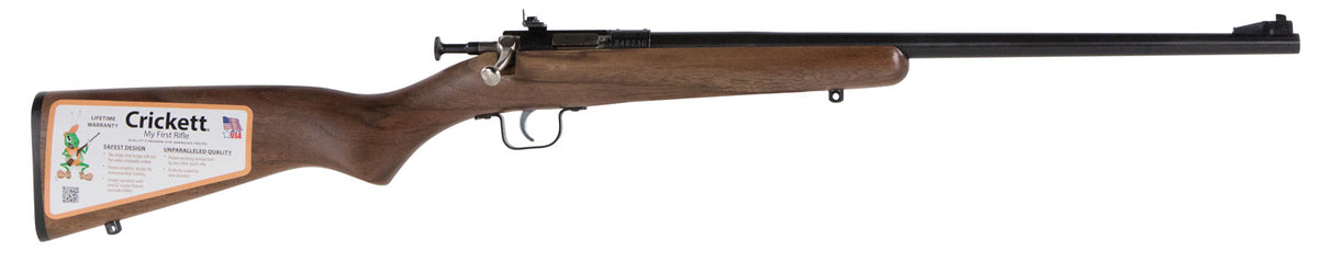 Crickett KSA2338 Youth  22 WMR 1rd 16.12" Barrel & Receiver, Fixed Front/Adjustable Rear Peep Sights, Walnut Stock w/11.