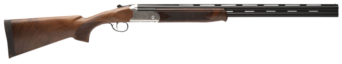 Stevens 22593 555 E Full Size 20 Gauge Break Open 3" 2rd 26" Black Satin Vent Rib Barrel, Engraved Satin Silver Aluminum