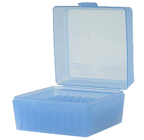 MTM Case-Gard RM10024 Ammo Box Flip-Top Multi-Caliber Rifle Clear Blue Polypropylene 100rd