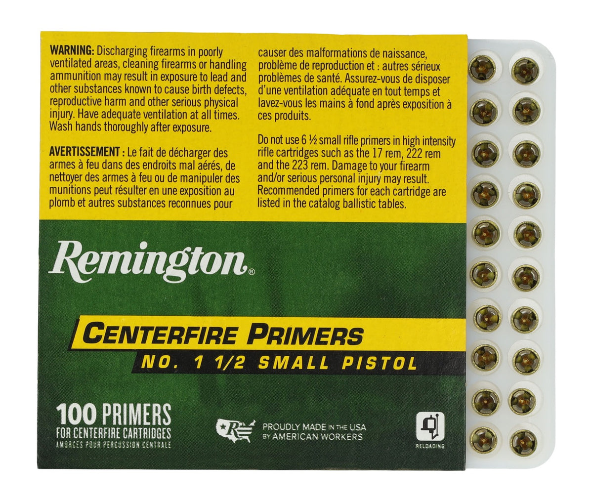Remington Ammunition 22600 Centerfire Primers Reloading Small Pistol Multi Caliber Handgun