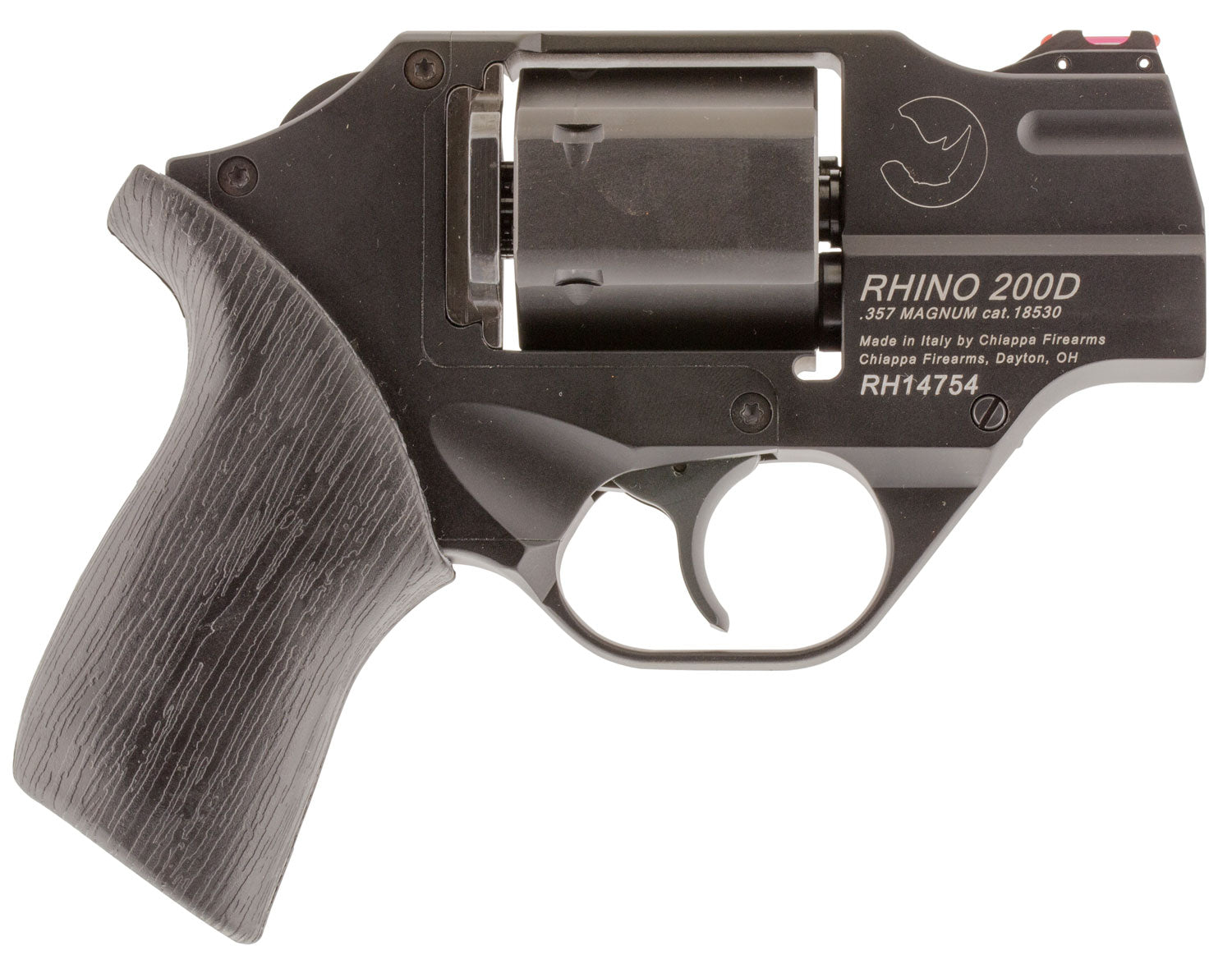 Chiappa Firearms CF340217 Rhino 200D Small Frame 357 Mag, 6 Shot 2" Black Anodized Steel Barrel, Blued Cylinder Black An
