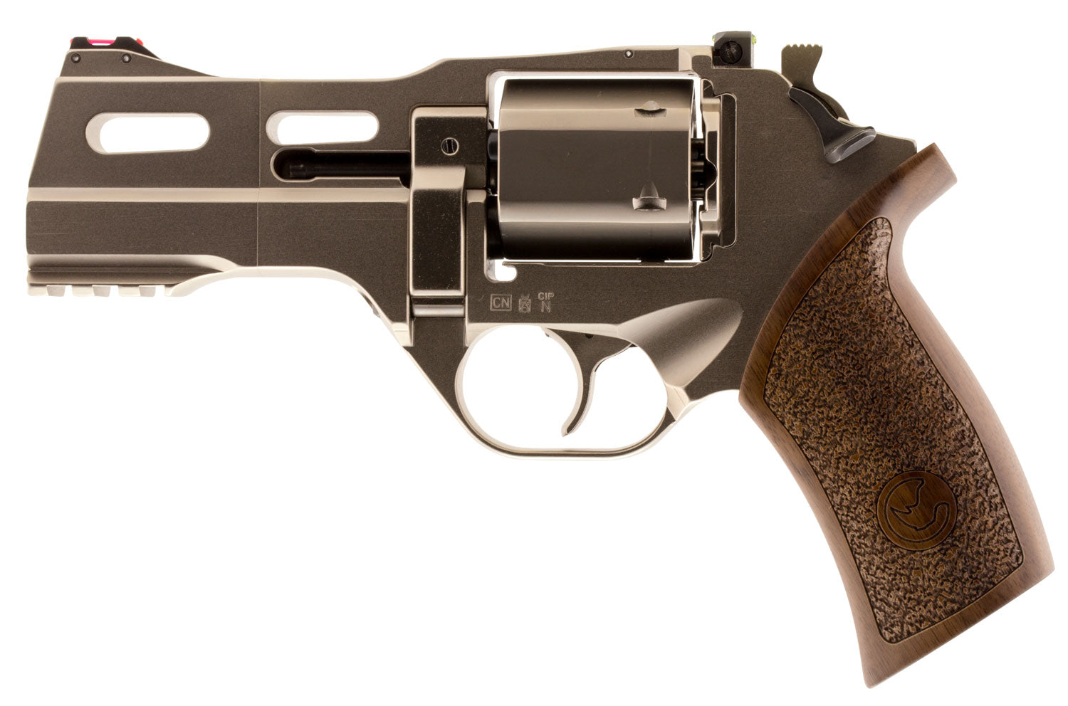 Chiappa Firearms 340222 Rhino 40DS Small Frame 357 Mag 6 Shot, 4" Nickel-Plated Steel Vent Rib Barrel & Cylinder, Nickel