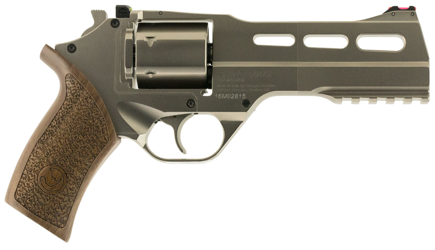 Chiappa Firearms 340223 Rhino 50DS Medium Frame 357 Mag 6 Shot, 5" Nickel-Plated Steel Vent Rib Barrel & Cylinder, Nicke