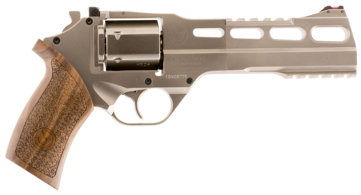 Chiappa Firearms 340224 Rhino 60DS Small Frame 357 Mag 6 Shot, 6" Nickel-Plated Steel Vent Rib Barrel & Cylinder, Nickel