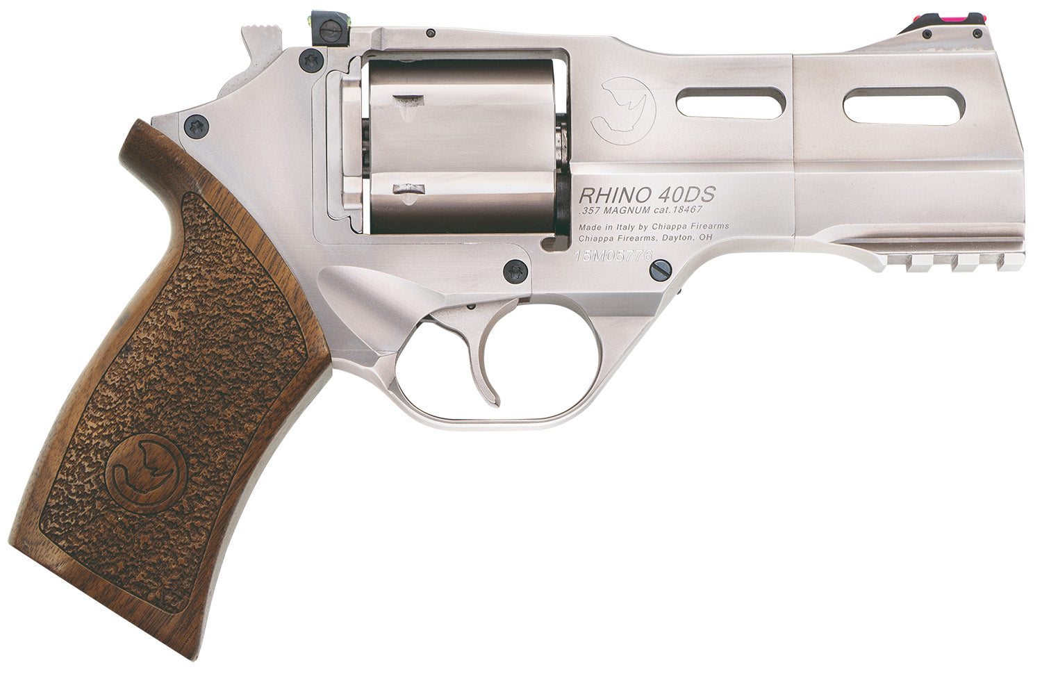 Chiappa Firearms CF340245 Rhino 40SAR *CA Compliant Medium Frame 357 Mag 6 Shot, 4" Nickel-Plated Steel Barrel & Cylinde
