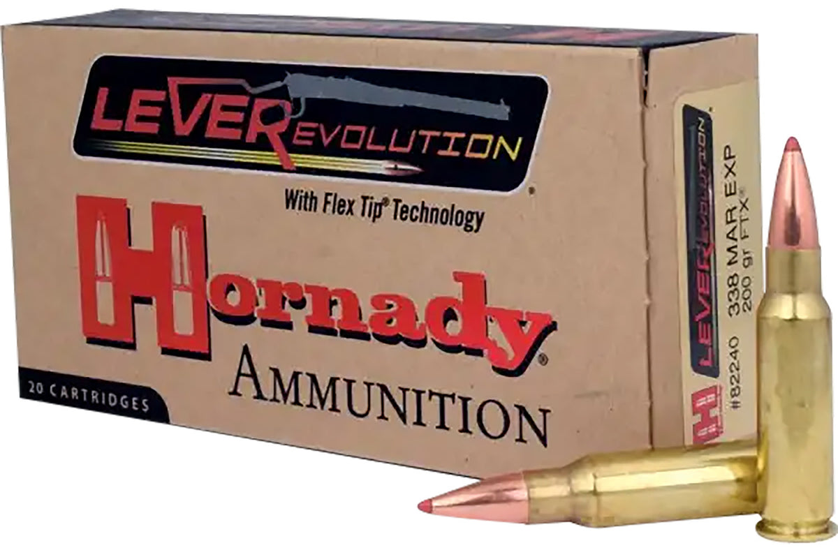 Hornady 82240 LEVERevolution  338MarlinExpress 200gr Flex Tip eXpanding 20 Per Box/10 Case