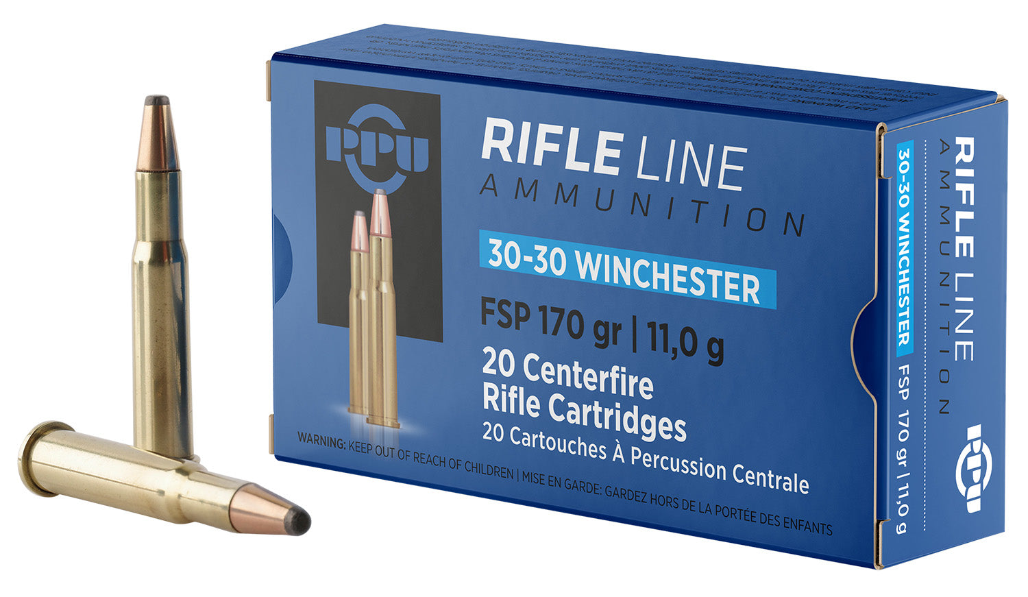 PPU PP30302 Standard Rifle  30-30Win 170gr Flat Soft Point 20 Per Box/10 Case