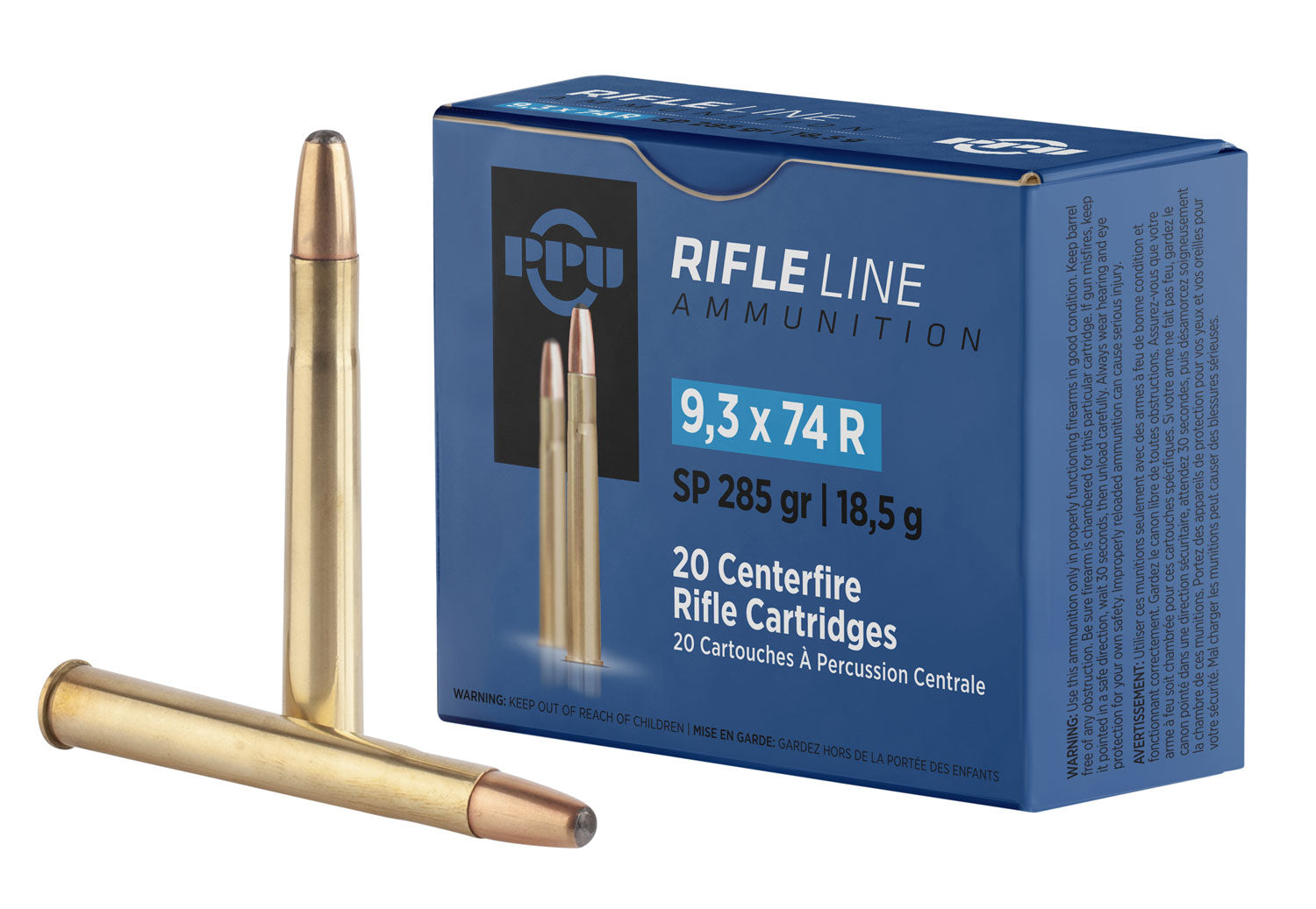 PPU PP9374 Metric Rifle  9.3mmx74R 285gr Soft Point 20 Per Box/10 Case