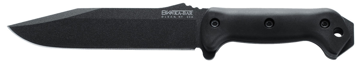 Ka-Bar BK7 Becker Combat Utility 7" Fixed Clip Point Plain Black 1095 Cro-Van Blade, Black Ultramid Handle, Includes She