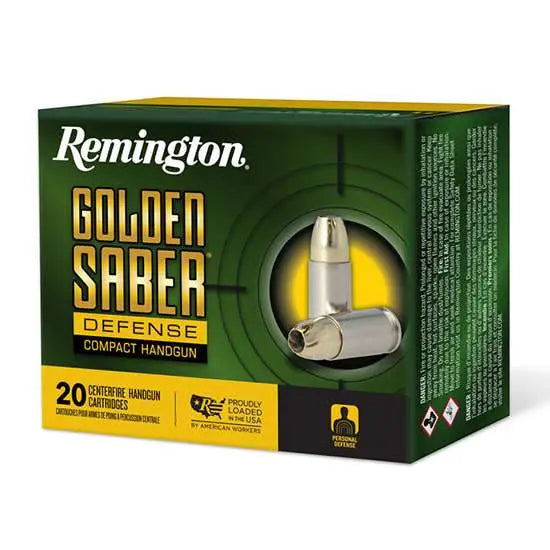 REMINGTON 9MM LUGER 147GR BJHP GOLDEN SABER DEFENSE 20 RD/BX 25 BX/CS
