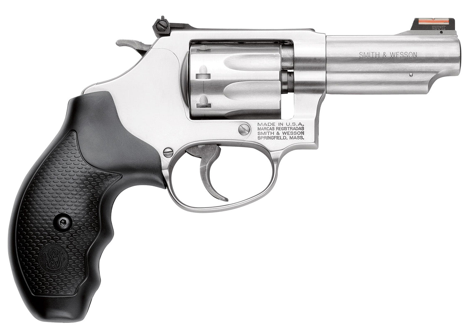 Smith & Wesson 162634 Model 63  22 LR 8 Shot 3" Stainless Steel Barrel, Satin Stainless Steel J-Frame, Hi-Viz Fiber Opti