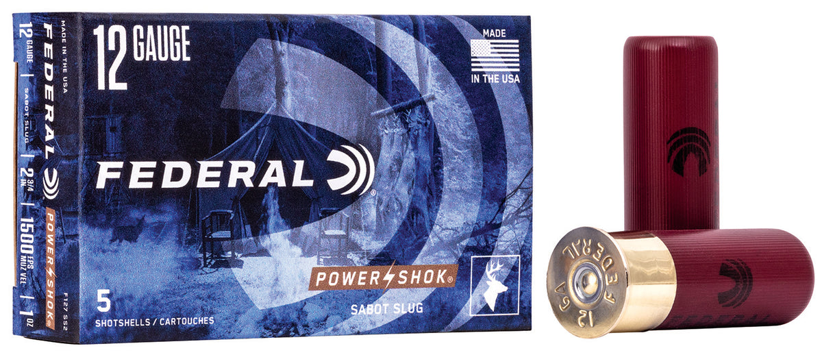 Federal F127SS2 Power-Shok Shotshell 12Gauge 2.75" 1oz SabotSlug Shot 5 Per Box/50 Case