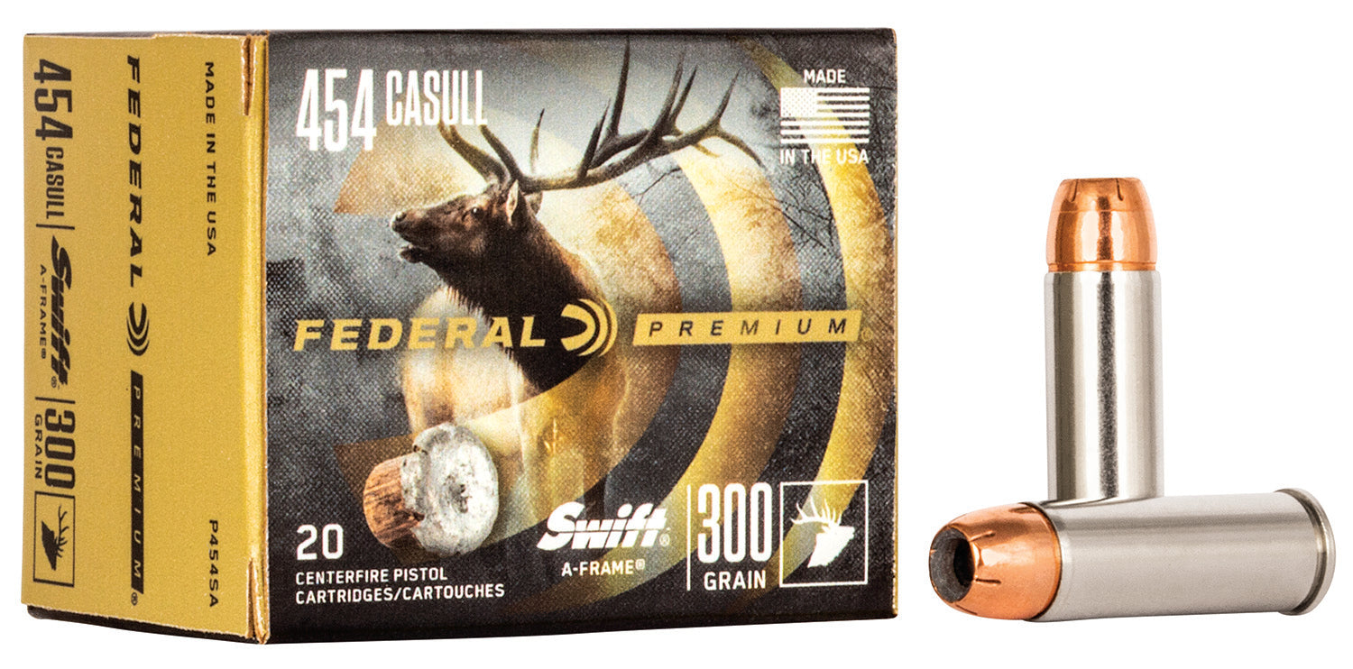 Federal P454SA Premium  454Casull 300gr Swift A Frame 20 Per Box/10 Case