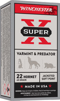 Winchester Ammo X22H1 Super X  22Hornet 45gr Jacketed Soft Point 50 Per Box/10 Case