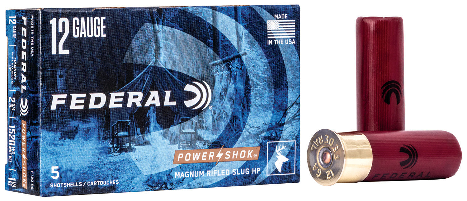 Federal F130RS Power-Shok  12Gauge 2.75" 1 1/4oz Rifled SlugShot 5 Per Box/50 Case