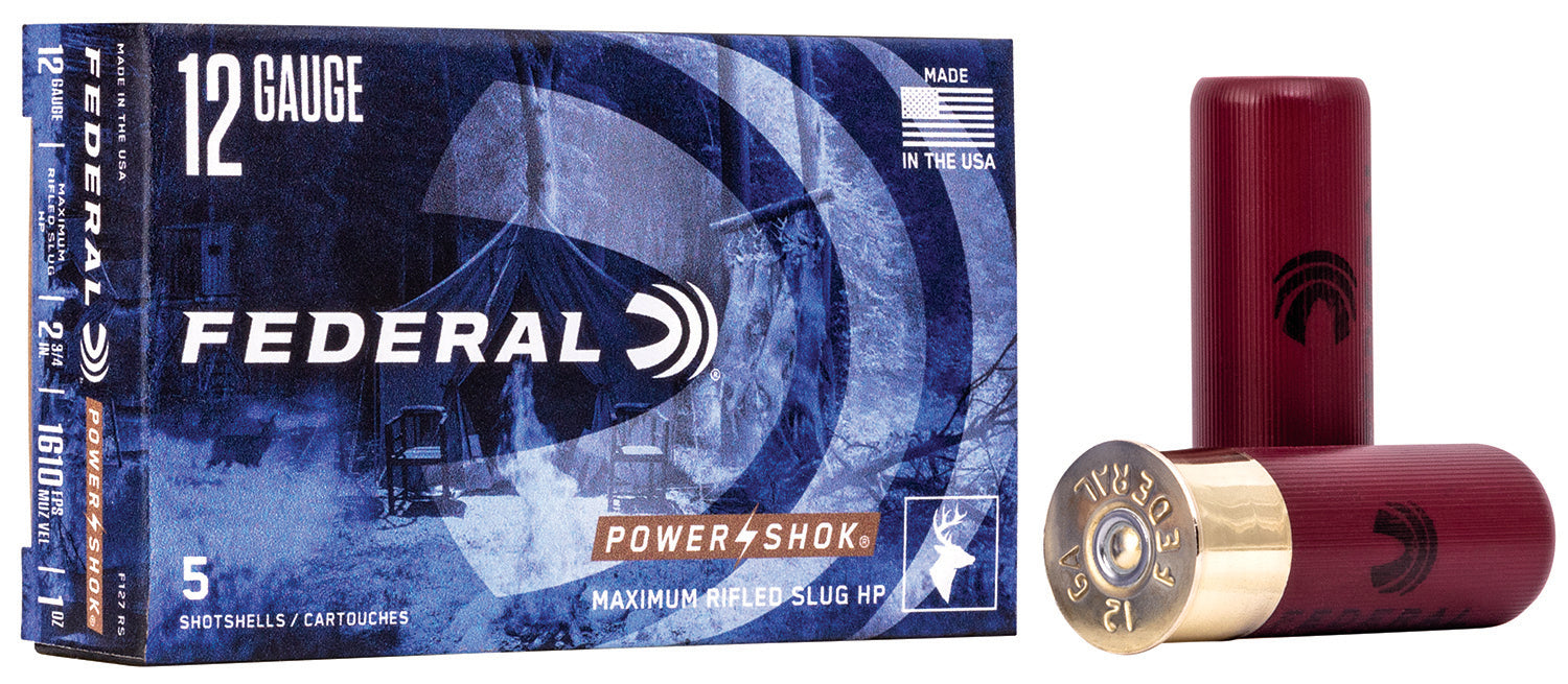 Federal F127RS Power-Shok Shotshell 12Gauge 2.75" 1oz RifledSlug Shot 5 Per Box/50 Case