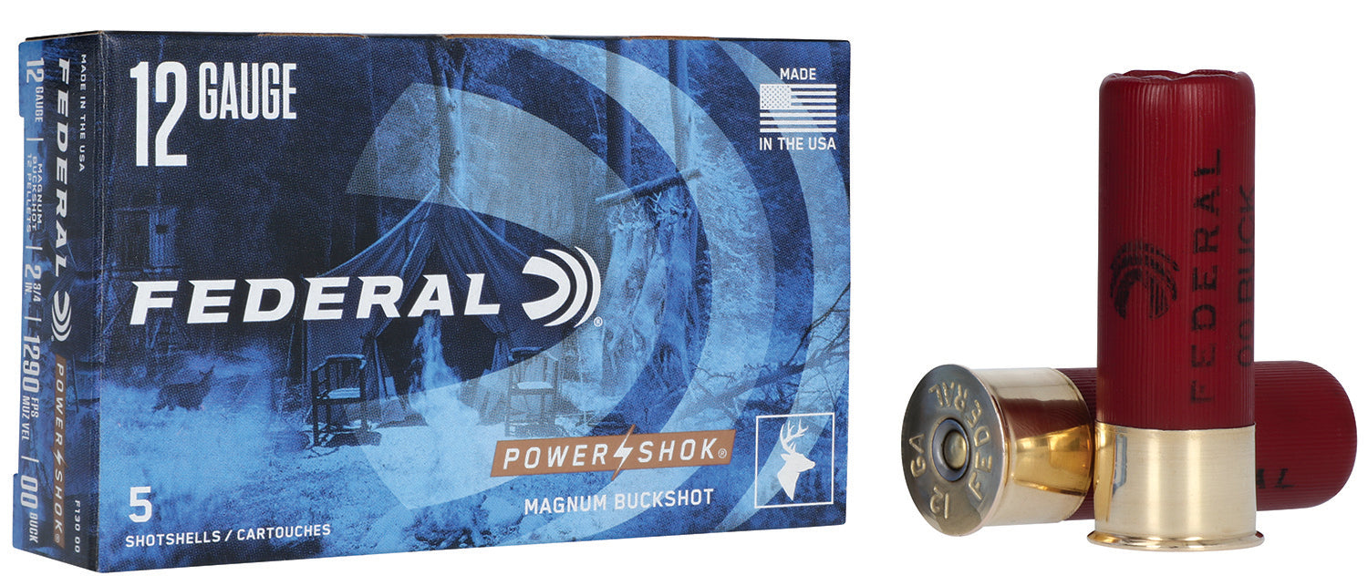 Federal F13000 Power-Shok Magnum 12Gauge 2.75" 12Pellets 1 7/16oz 00BuckShot 5 Per Box/50 Case