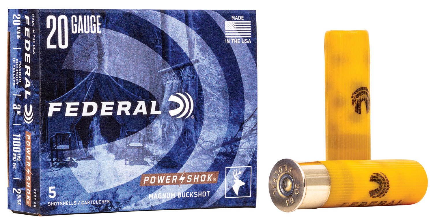 Federal F2072B Power-Shok Magnum 20Gauge 3" 18Pellets 1 1/4oz 2BuckShot 5 Per Box/50 Case