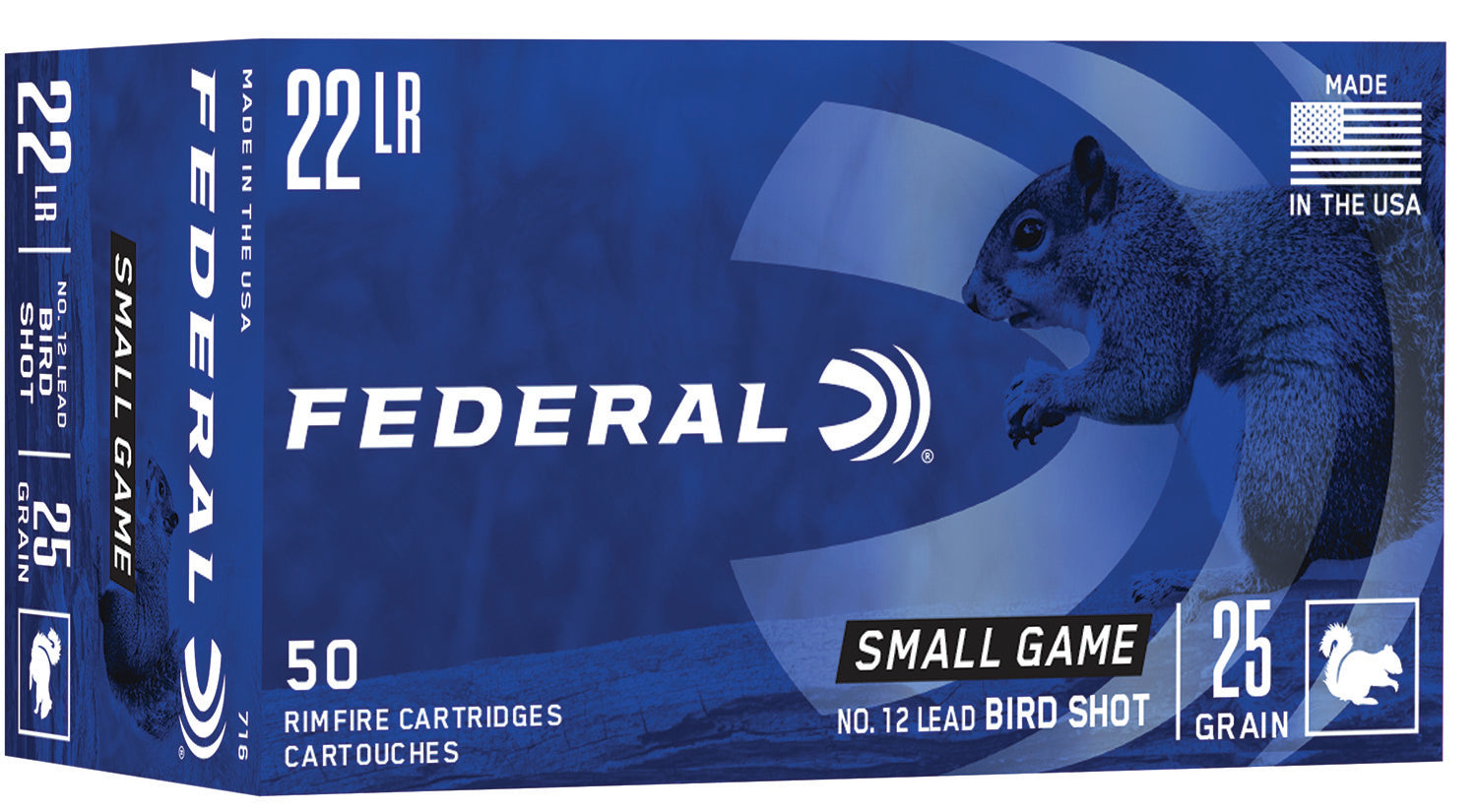 Federal 716 Small Game & Target  22LR 25gr #12 Lead Bird Shot 50 Per Box/50 Case