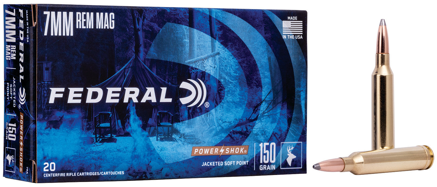Federal 7RA Power-Shok  7mmRemMag 150gr Jacketed Soft Point 20 Per Box/10 Case
