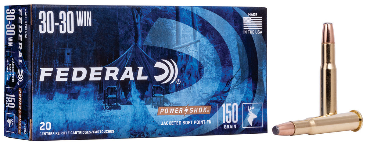 Federal 3030A Power-Shok  30-30Win 150gr Jacketed Soft Point 20 Per Box/10 Case