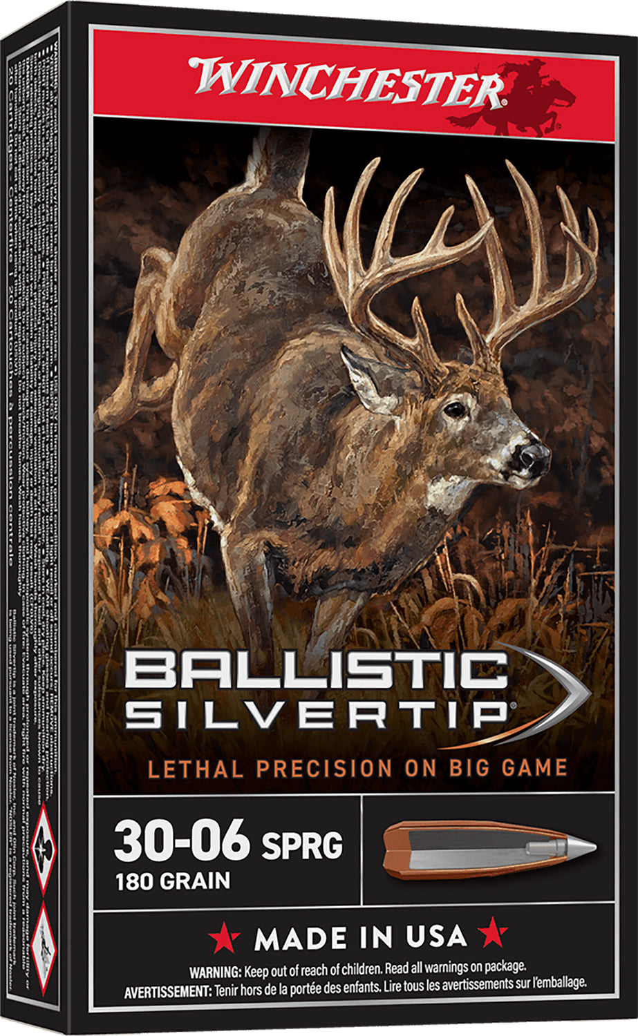 Winchester Ammo SBST3006B Ballistic Silvertip  30-06Springfield 180gr Rapid Controlled Expansion Polymer Tip 20 Per Box/