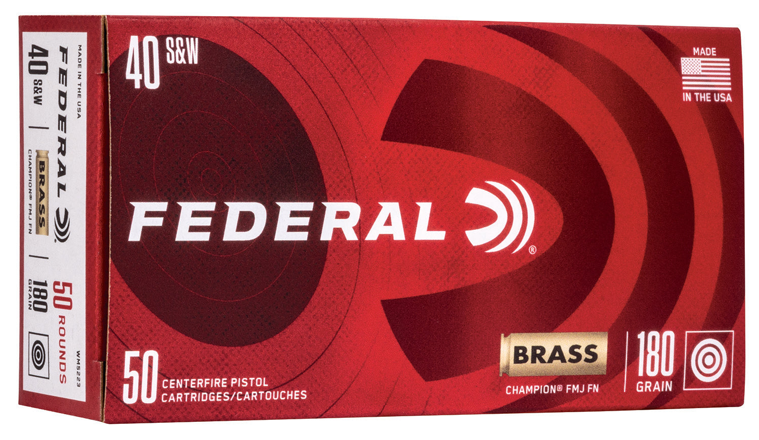 Federal WM5223 Champion Training 40S&W 180gr Full Metal Jacket 50 Per Box/20 Case
