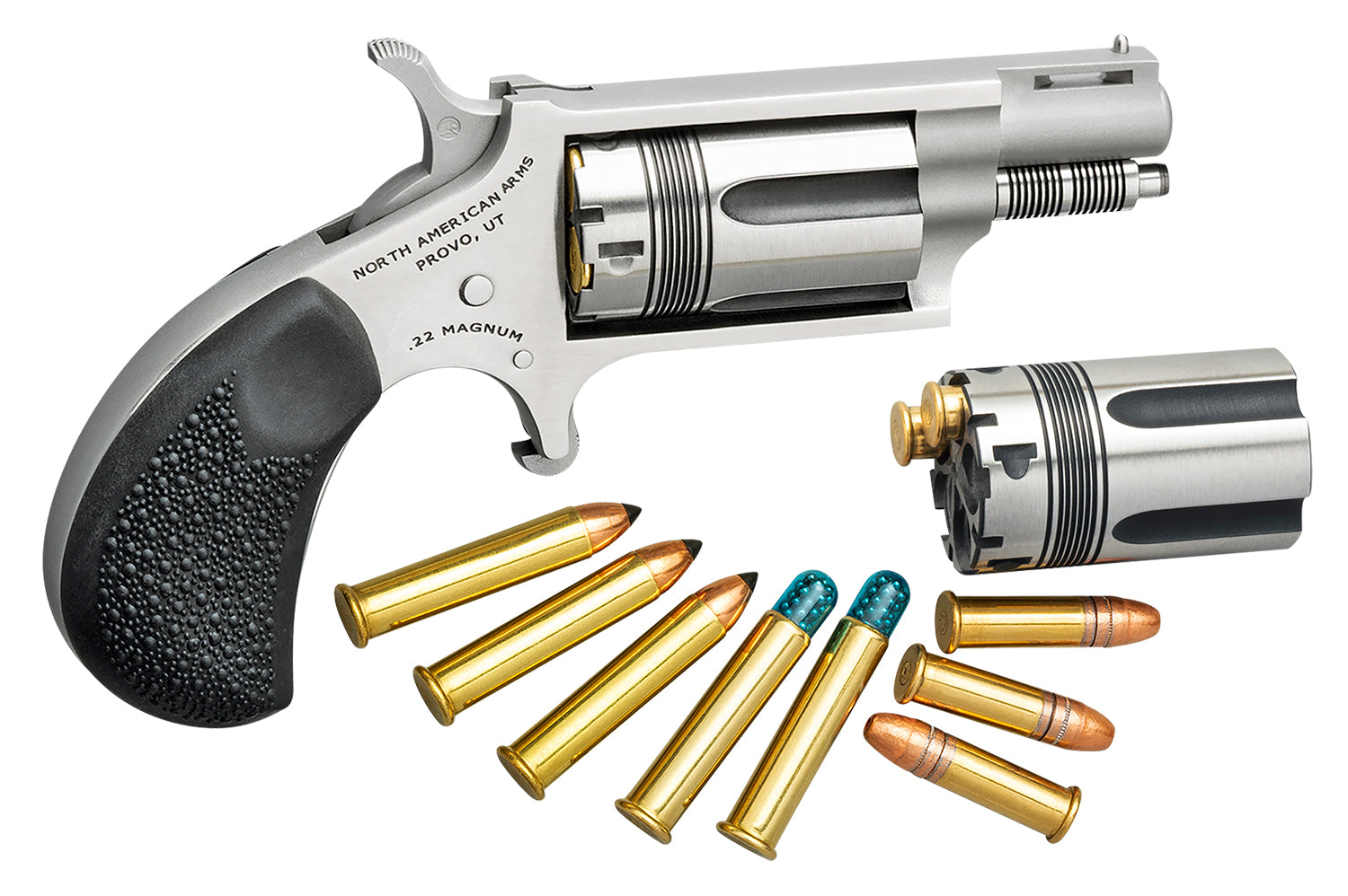 North American Arms 22MCTW Wasp Combo 22 LR/22 WMR 5 Shot 1.63" Stainless Steel Vent Rib Barrel, Stainless Steel Frame &