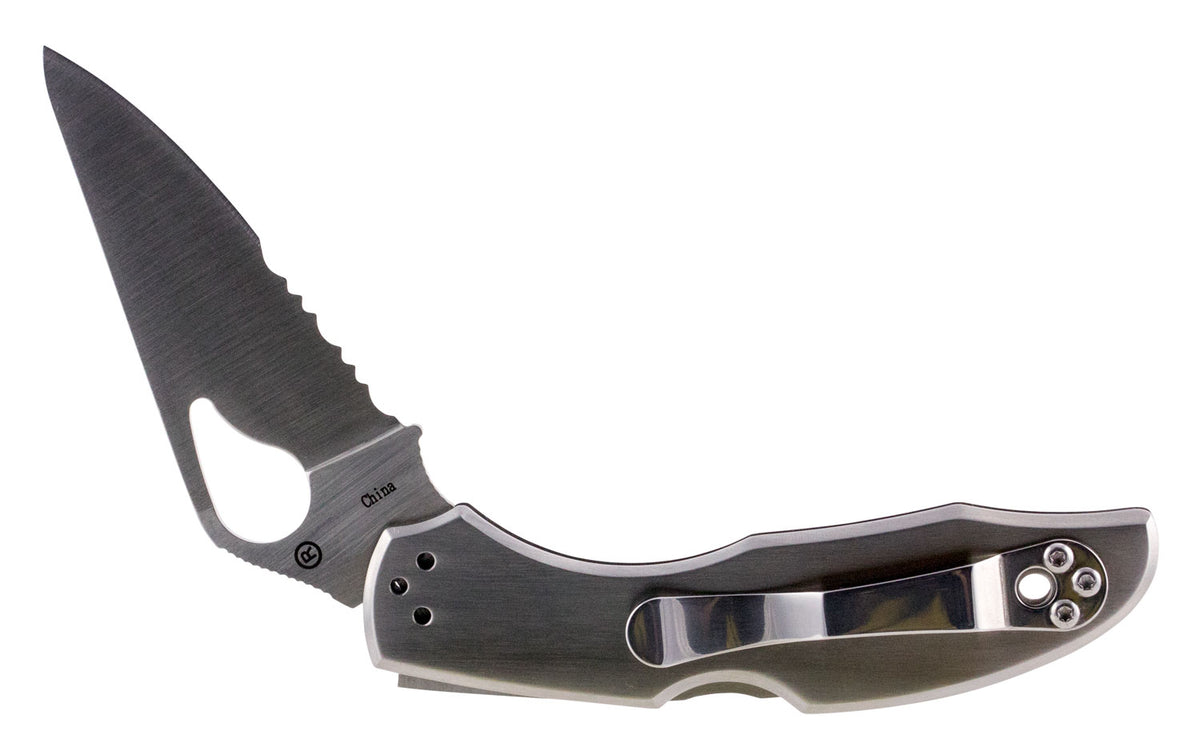 Spyderco BY04PS2 Byrd Meadowlark 2 2.94" Folding Clip Point Part Serrated 8Cr13MoV SS Blade Stainless Steel Handle Inclu