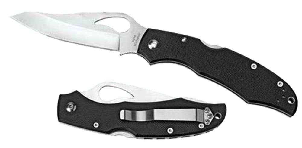 Spyderco BY03PSBK2 Byrd Cara Cara 2 Lightweight 3.75" Folding Drop Point Part Serrated 8Cr13MoV SS Blade Black  Textured