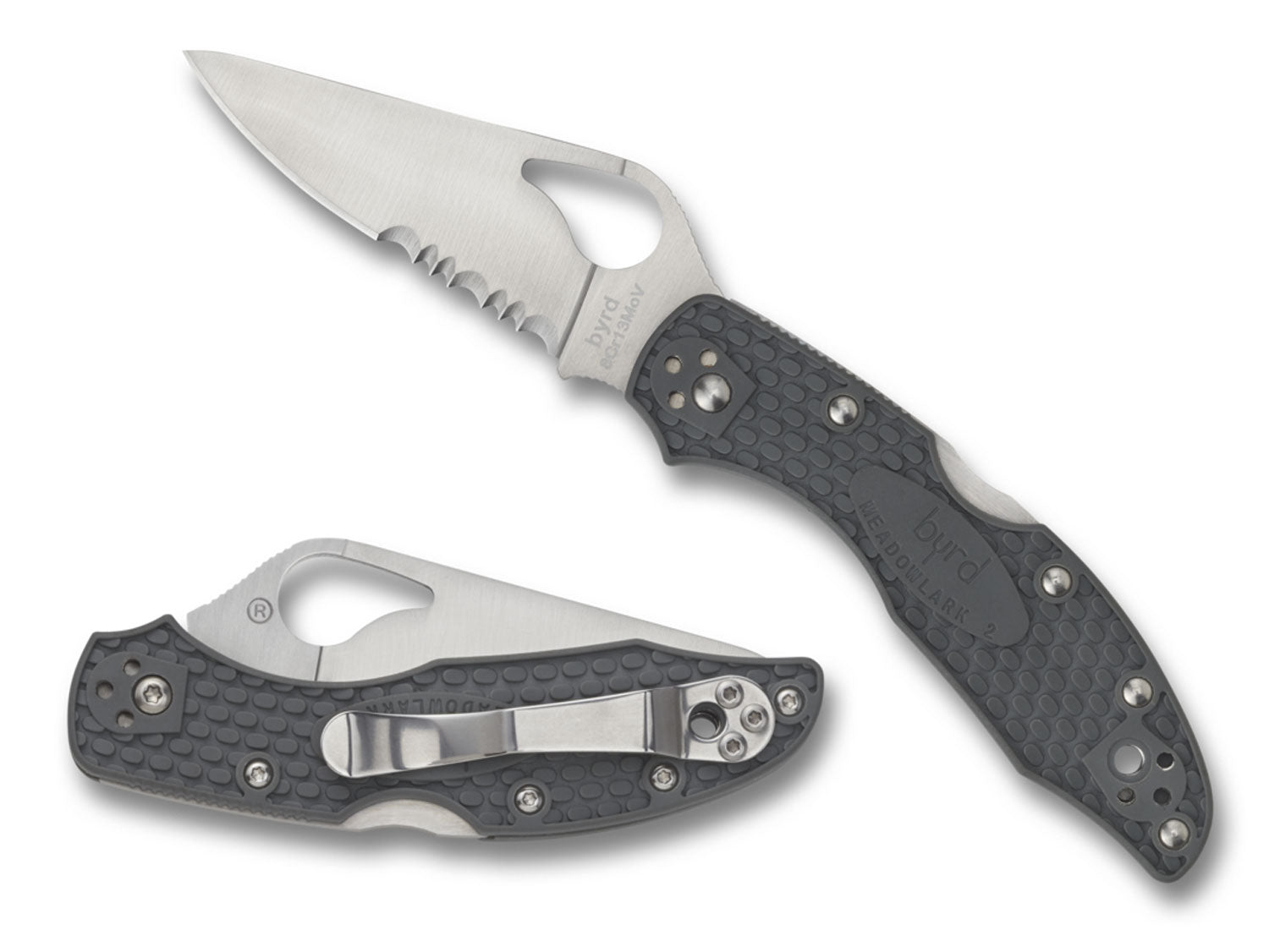 Spyderco BY04PSBK2 Byrd Meadowlark 2 Lightweight 2.87" Folding Drop Point Part Serrated 8Cr13MoV SS Blade Black  Texture