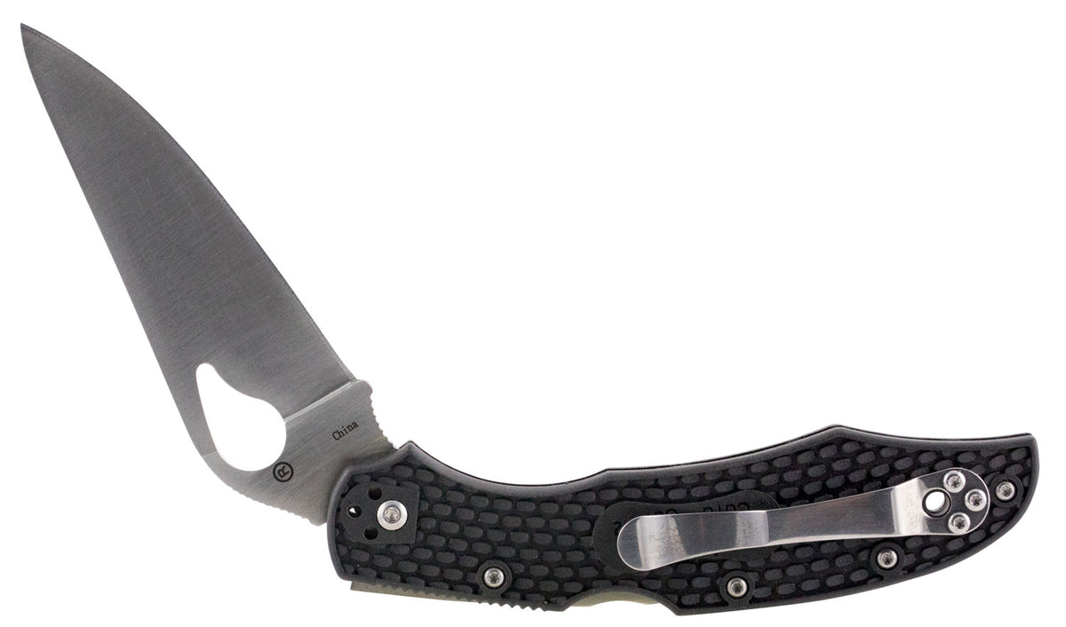 Spyderco BY03PBK2 Byrd Cara Cara 2 Lightweight 3.75" Folding Drop Point Plain 8Cr13MoV SS Blade Black  Textured FRN Hand