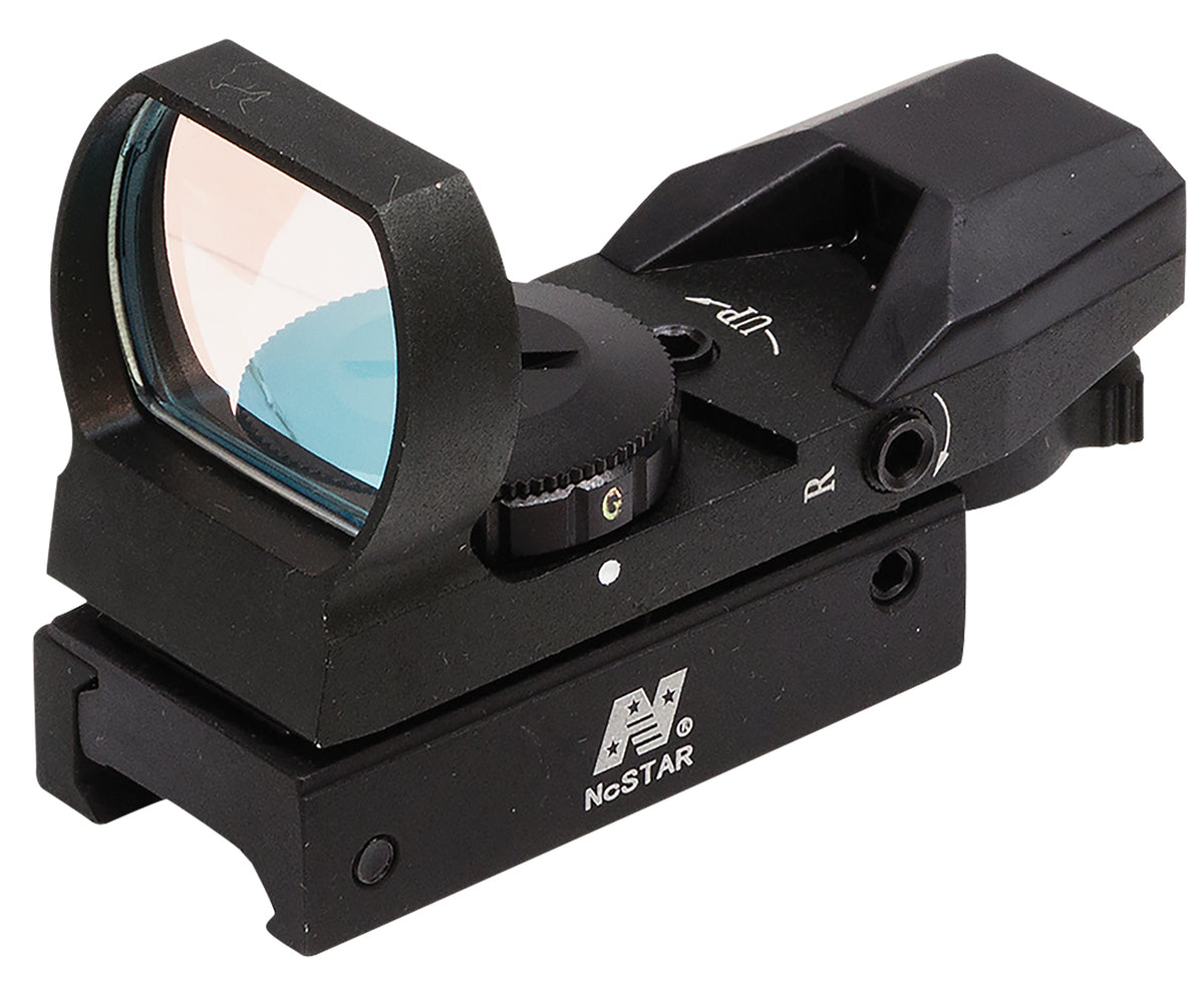 NcStar D4RGB Red & Green Four Reticle Reflex Optic  Black Anodized 1 x 0.95"x 1.34" 3 MOA Red/Green Dot Multi Reticle