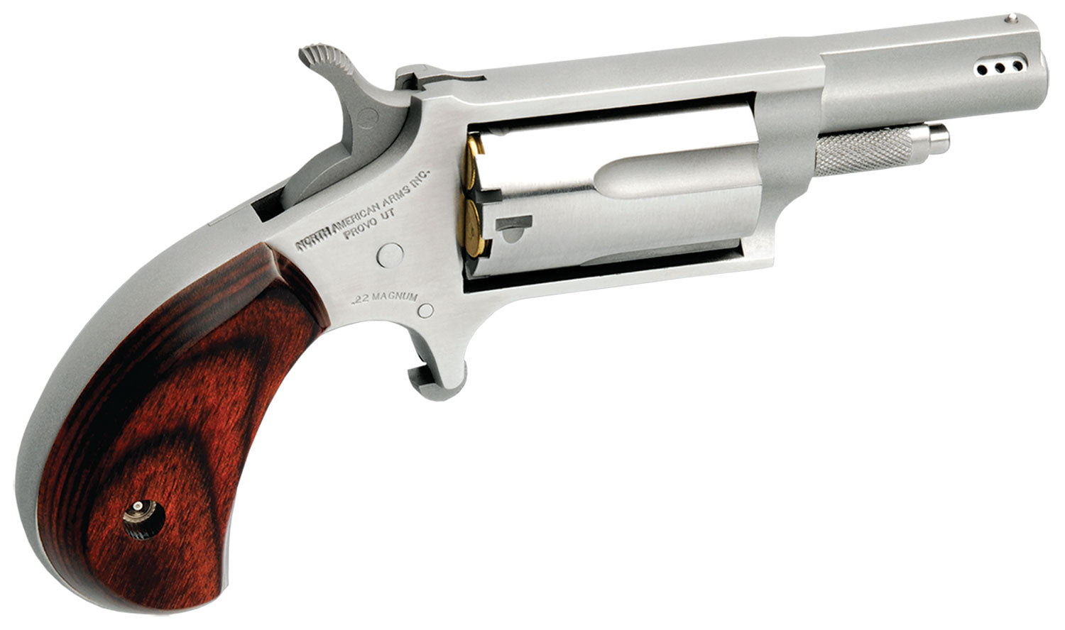 North American Arms 22MP Mini-Revolver  22 WMR 5 Shot 1.63" Stainless Steel Ported Barrel, Stainless Steel Frame & Cylin