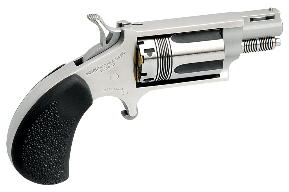 North American Arms 22MSTW Wasp Snub Nose 22 WMR 5 Shot 1.13" Stainless Steel Vent Rib Barrel, Stainless Steel Frame & C