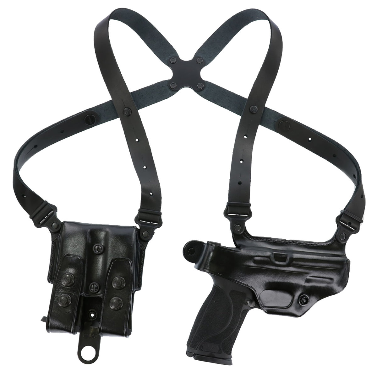 Galco MCII652B Miami Classic II Shoulder System Size Fits Chest Up To 56" Black Leather Harness Compatible w/S&W M&P Shi