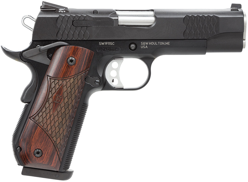 Smith & Wesson 108483 1911 E-Series 45 ACP 7+1/8+1, 4.25" Stainless Steel Barrel, Black Serrated Stainless Steel Slide, 
