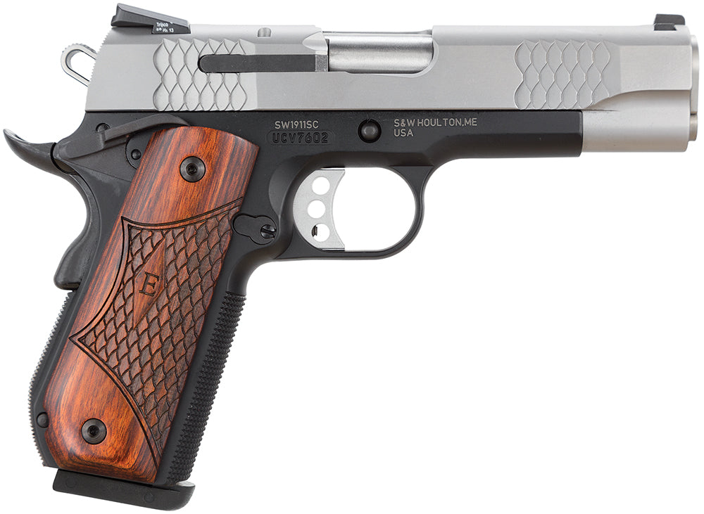 Smith & Wesson 108485 1911 E-Series 45 ACP  4.25" Barrel 8+1, Black Round Butt Scandium Frame, Satin Stainless Steel Sli