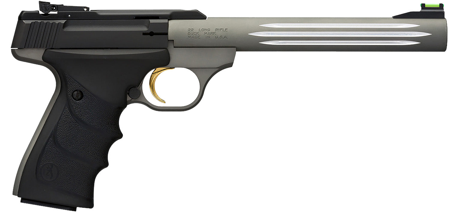 Browning 051462490 Buck Mark Lite *CA Compliant 22 LR 10+1 7.25" Matte Gray Fluted Barrel, Matte Black Serrated Steel Sl