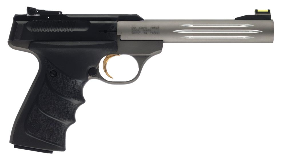 Browning 051461490 Buck Mark Lite *CA Compliant 22 LR 10+1 5.50" Matte Gray Fluted Barrel, Serrated Steel Slide, Matte G