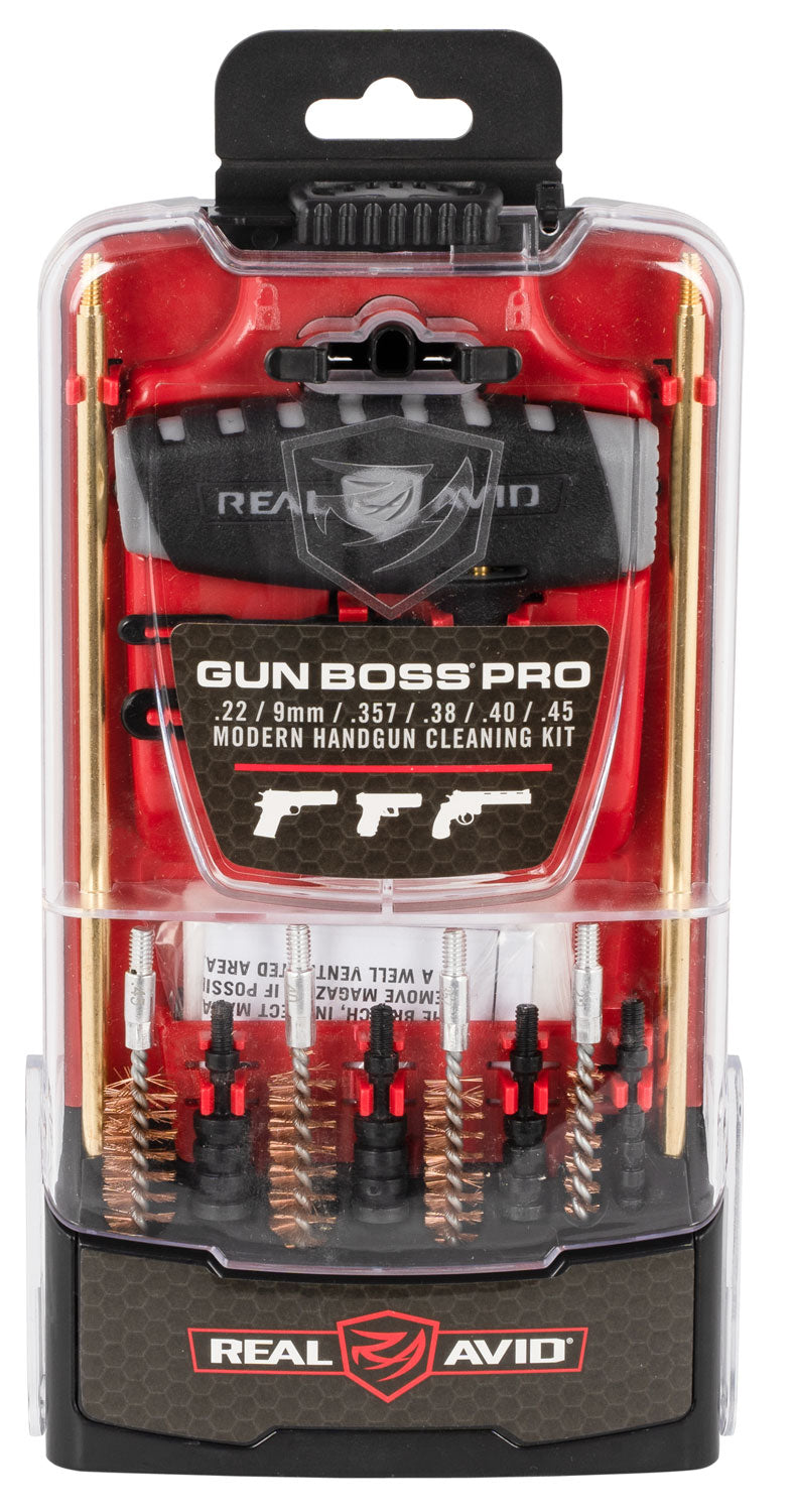 Real Avid AVGBPROP Gun Boss Cleaning Kit Multi-Caliber Pistol Firearm Slotted Tip 12.50" Long Bronze Bristles Includes C