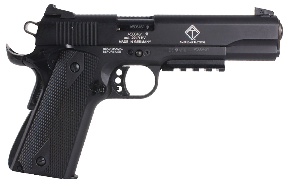 GSG GSG1911ADOP M1911 ADOP 22 LR 10+1 5" Black Steel/Threaded Barrel & Serrated Slide, Zinc Alloy w/Accessory Rail & Bea