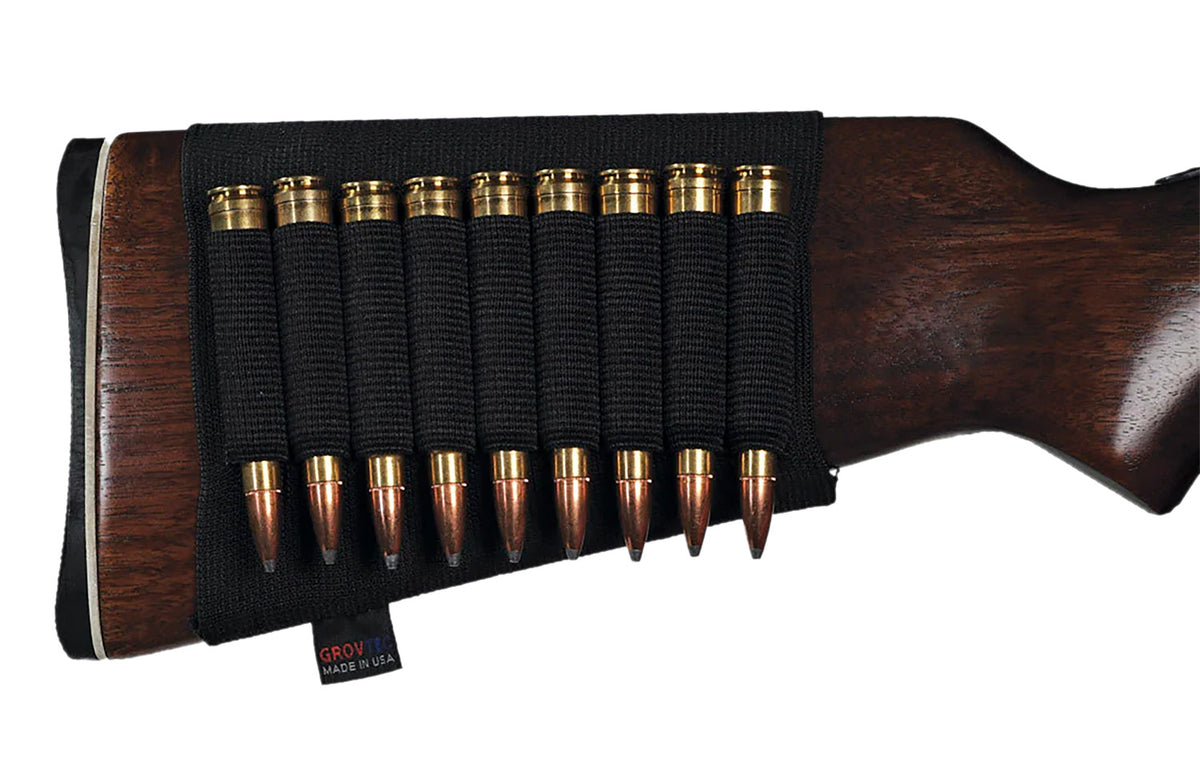 GrovTec US Inc GTAC81 Buttstock Cartridge Holder  Elastic 9rd Rifle Buttstock Mount